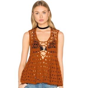 FREE PEOPLE Circles Within Circles Crochet Top MD